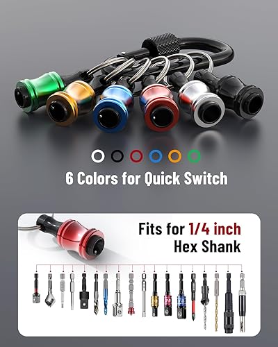 Miniatura 2 de Katerk 10 piezas de 14 de pulgada con vástago hexagonal de aleación de aluminio para destornillador, ligero, barra de extensión de cambio rápido,