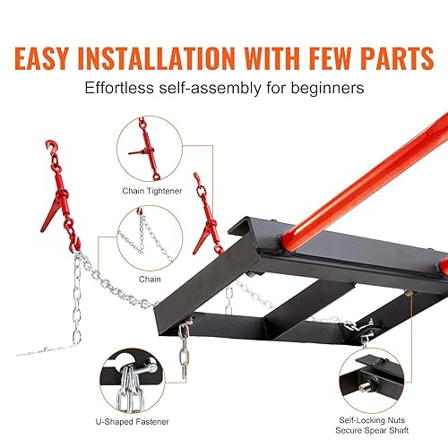 Miniatura 5 de VEVOR Lanza de heno de 49 pulgadas, lanzas de bala con capacidad de carga de 3000 libras, accesorio para tractor de minicargador, 2 lanzas,