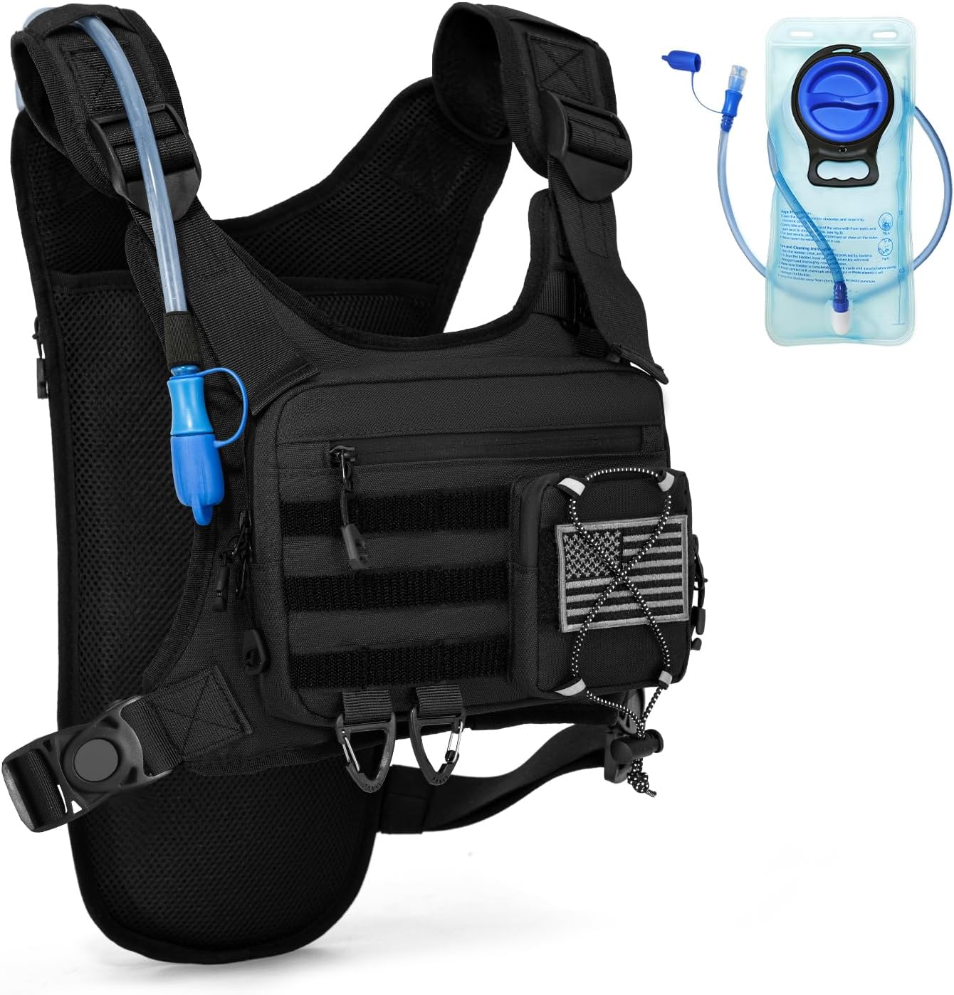 Hydration Vest with 2L Water Bladder for Men and Women,Lightweight Adjustable Hydration Backpack,Reflective Running Hydration Chest Bag for Hiking Climbing Cycling