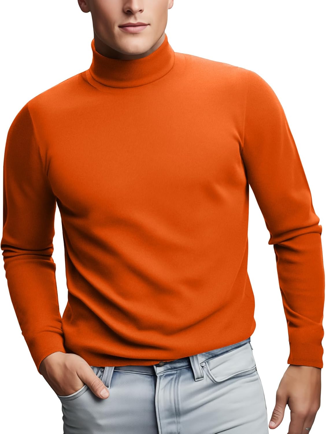 Zengjo Mens Turtleneck Long Sleeve Shirts Thermal Baselayer Tops Soft - Image 2