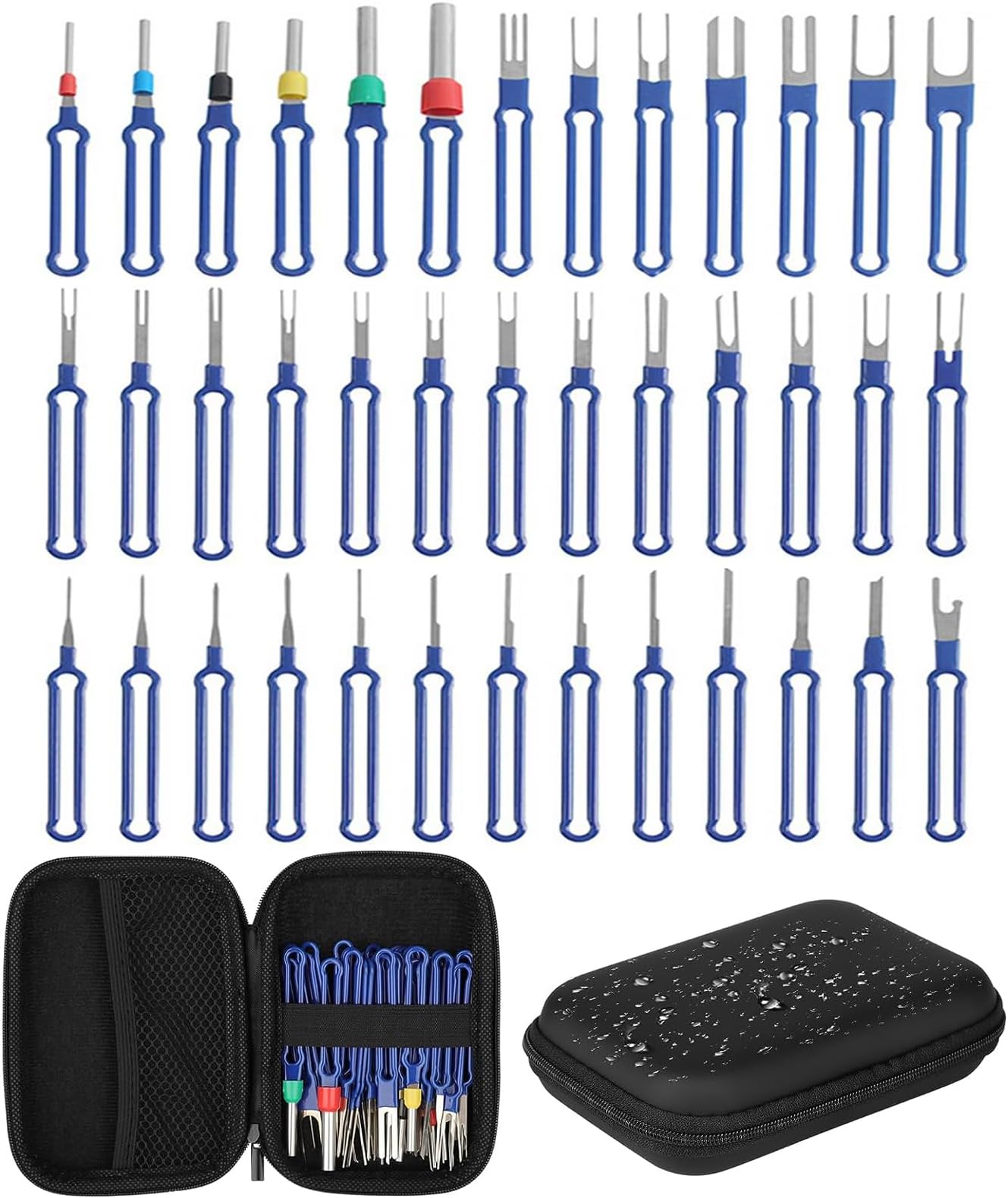 Wisfunlly Terminal Removal Tool Kit, 39Pcs Pin Extractor Tool Set for Car, Connector Pin Removal Tool Kit with Key Extractor for Most Connector Terminal Automotive Car Household Devices