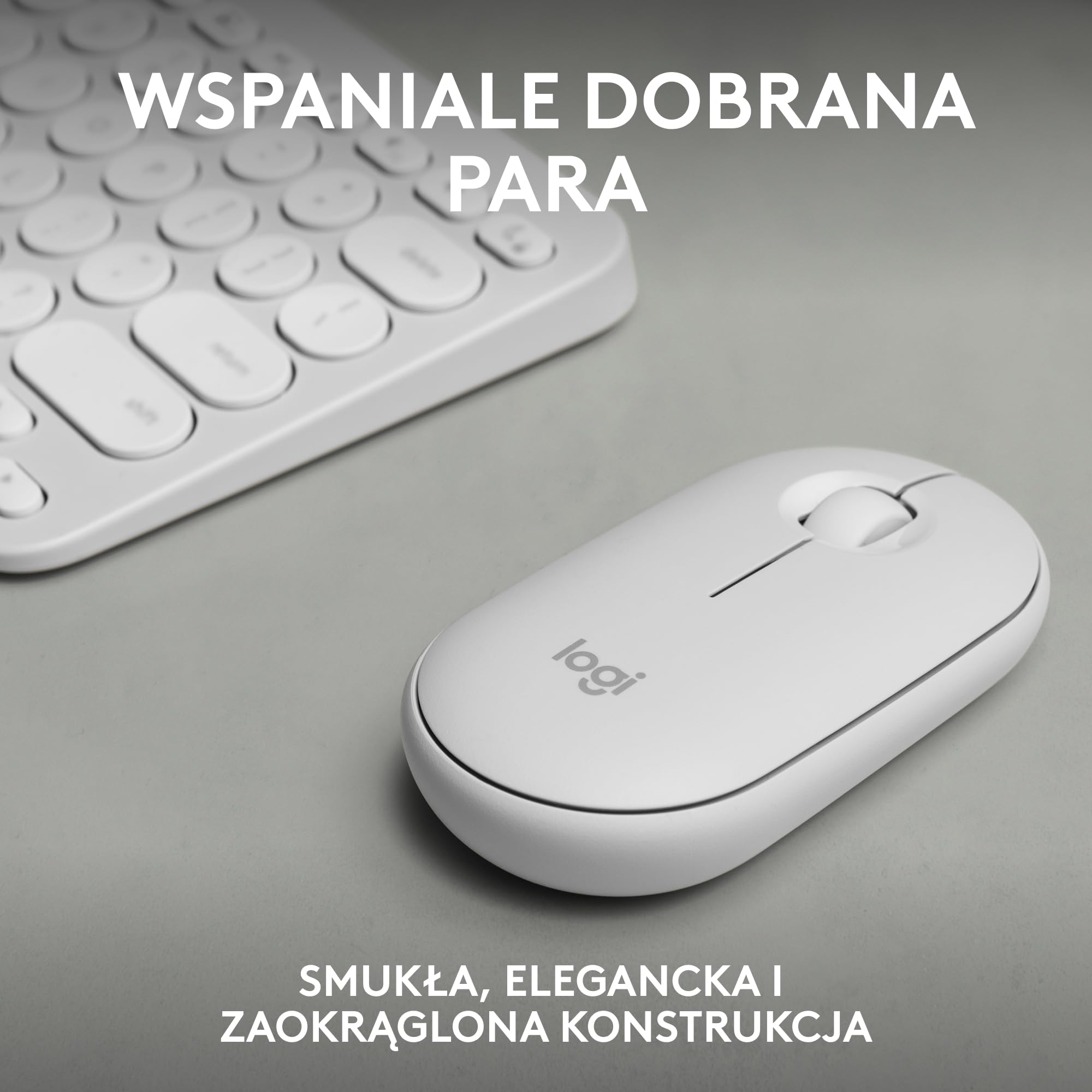 Logitech Pebble 2 Combo, Bezprzewodowa klawiatura i mysz, cicha i przenośna, personalizowana, Logi Bolt, Bluetooth, Easy-Switch dla Windows, macOS, iPadOS, Chrome,QWERTY układ US international, Biały