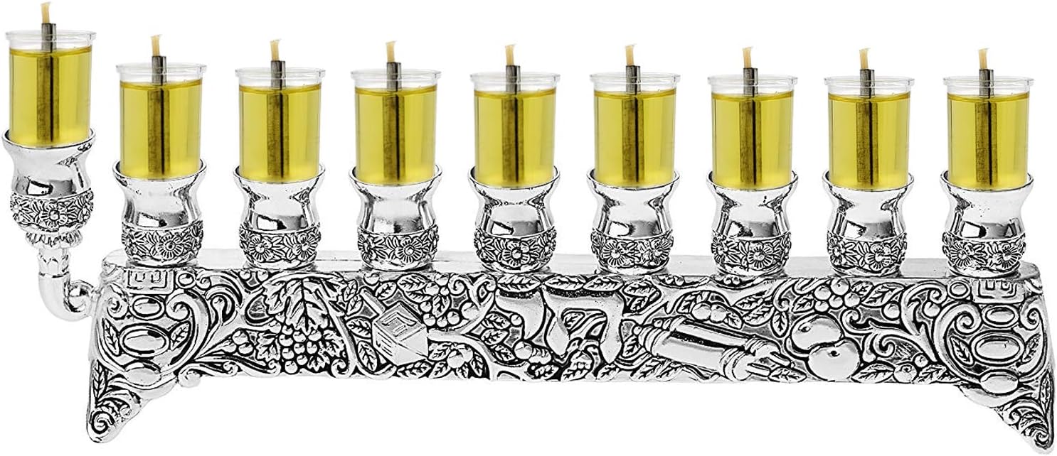 1 X Chai Hanukah Menorah for Candles or Oil