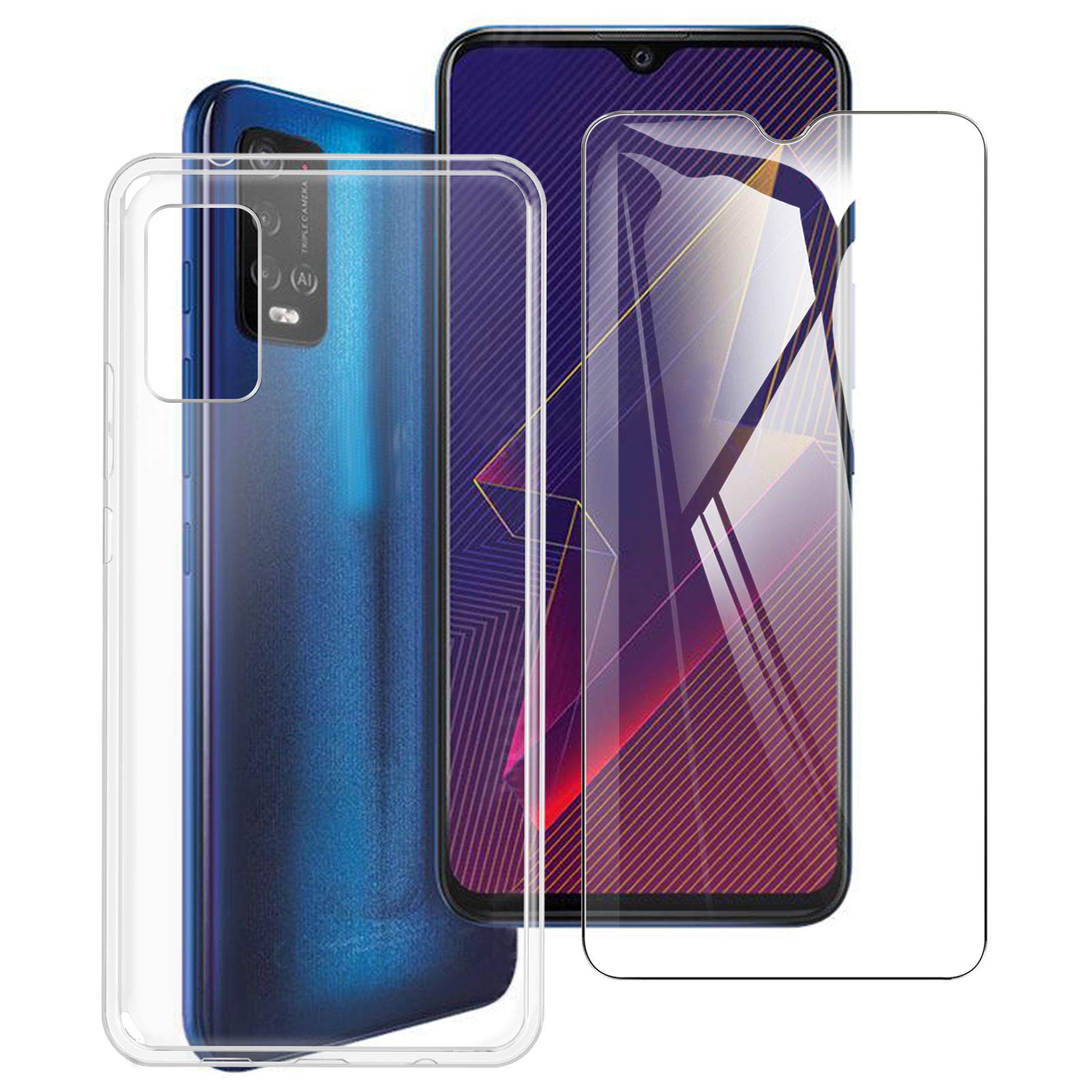LYJERRY Custodia Per WIKO T10 Caso + 2Pcs Pellicola Vetro Temperato Per WIKO T10Protettiva Leggero Protector Morbido TPU Cover Silicone di gomma Phone Case 9H Vetro Protettiva