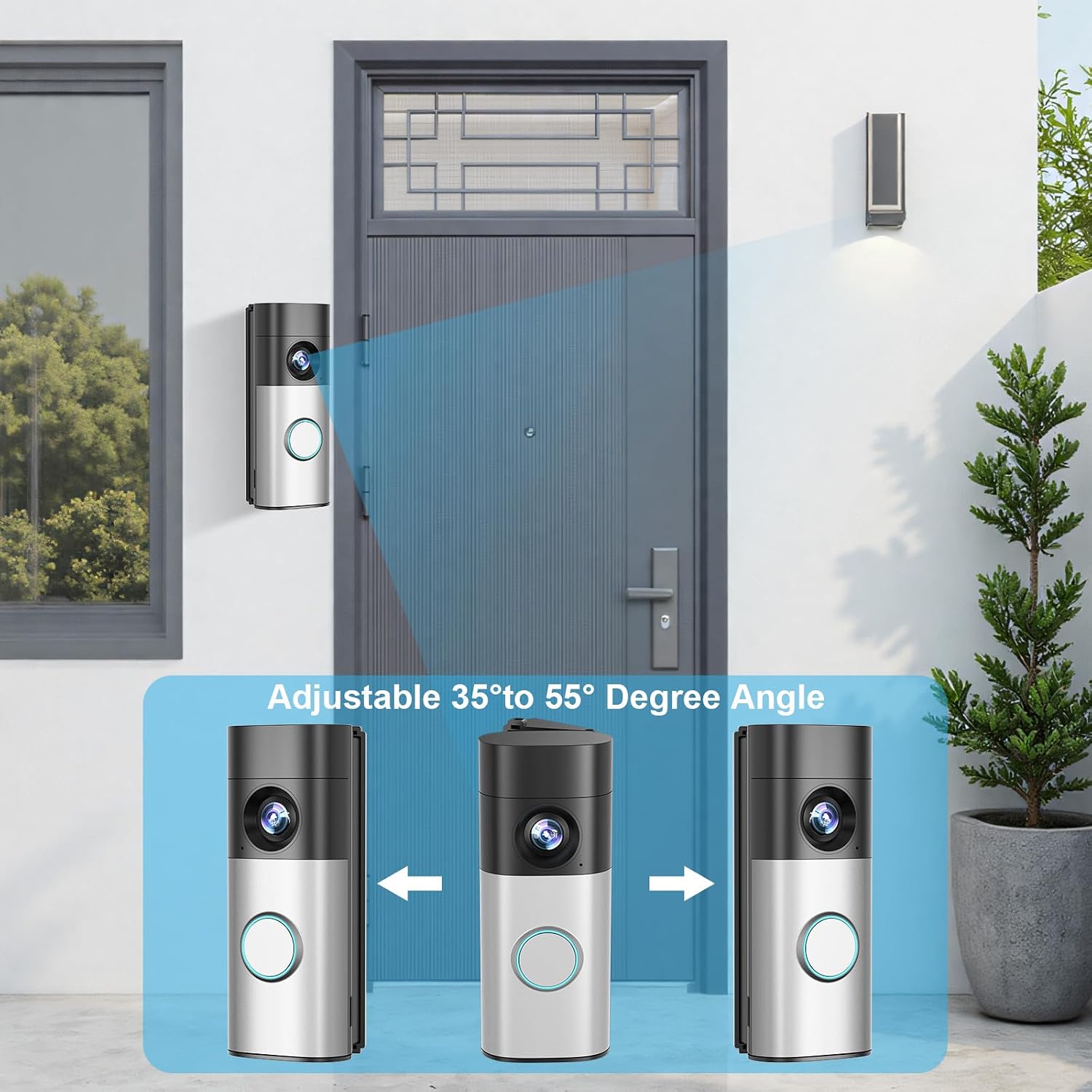 R/ing Doorbell Angle Mount Adjustable 35 to 55 Degree for Ring Battery Doorbell/Plus/Pro(Newest Model-2026 Release) & Wired Doorbell/Pro/Plus, Wedge Kit Universal Left/Right Door Holder for Home