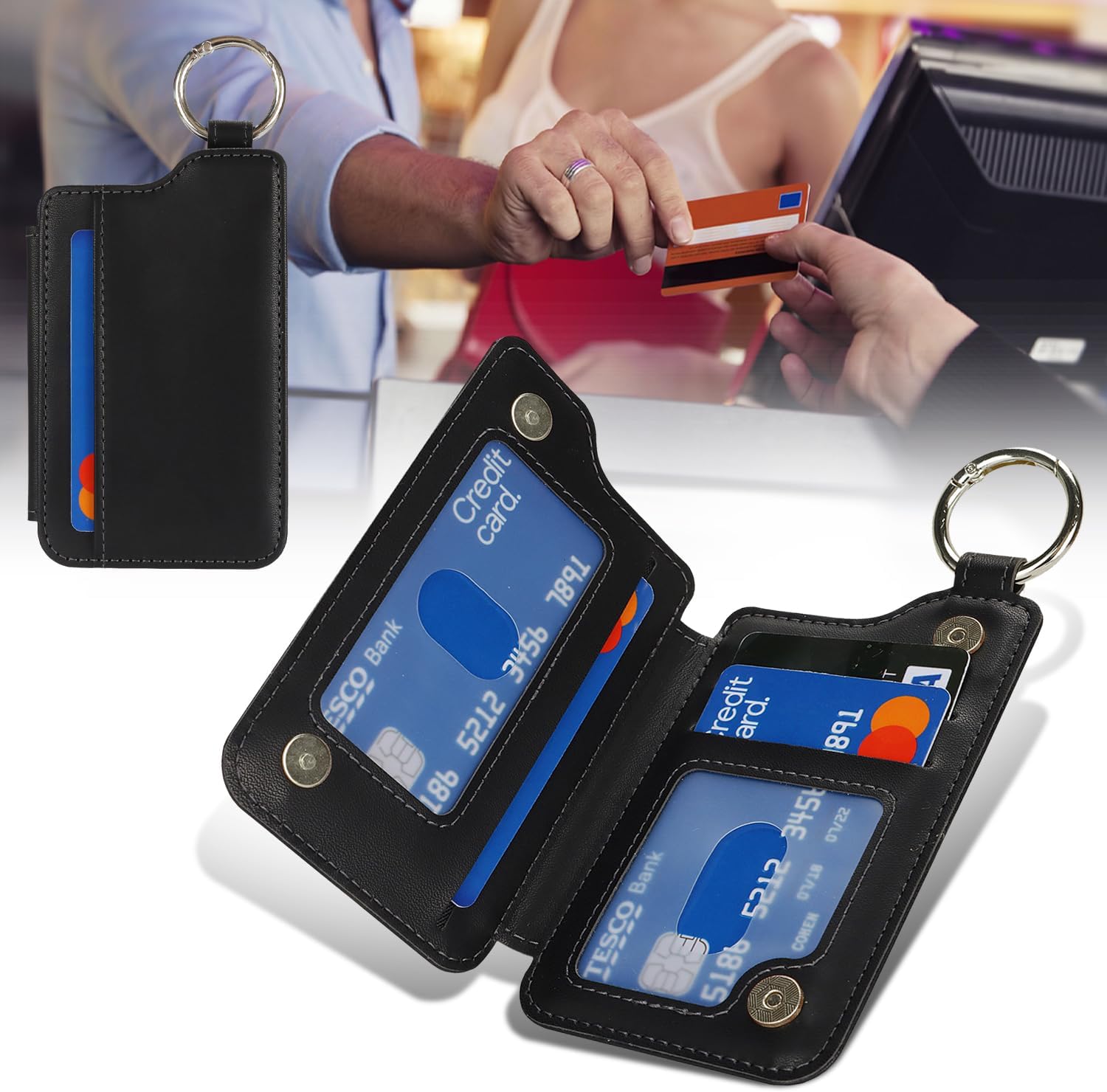 Cavor Magnetic Wallet for iPhone 17/16 Pro Max/15 Pro/14 Plus/13/12 Series,Compatible with MagSafe Wallet,Magnetic Card Holder with Adjustable Stand,iPhone magsafe Wallet-Black - Image 2