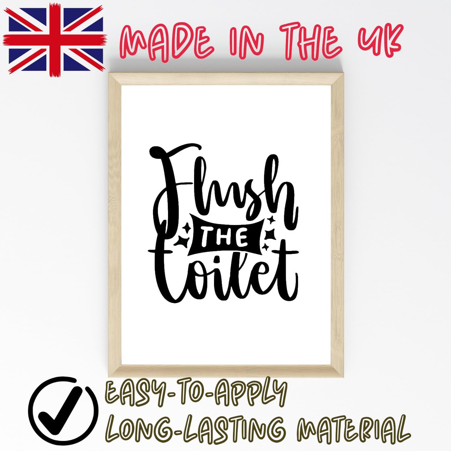 Flush The Toilet Bathroom Décor, Funny Toilet Sticker, Bathroom Sign, Toilet Lid Decal, Wall Art (15cm x 14cm, Black)