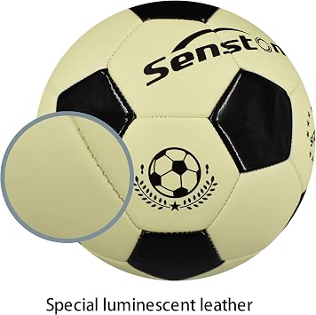 Senston Glow in the Dark Soccer Ball Size 5, Glowing PU Soccer with Pump | No Batteries Required,Light-Absorbing Luminous Material,Eco-friendly & Durable,Perfect Present,Indoor & Outdoor Use