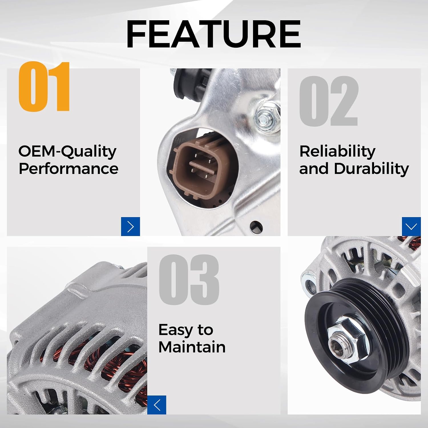 PAROD Alternator 12V 95A Fit for Honda CR-V 1997 1998 1999 2000 2001 w/Square Alt Plug,CW 4-Groove Pulley,Replace#31100P3F013, 31100P3FA01