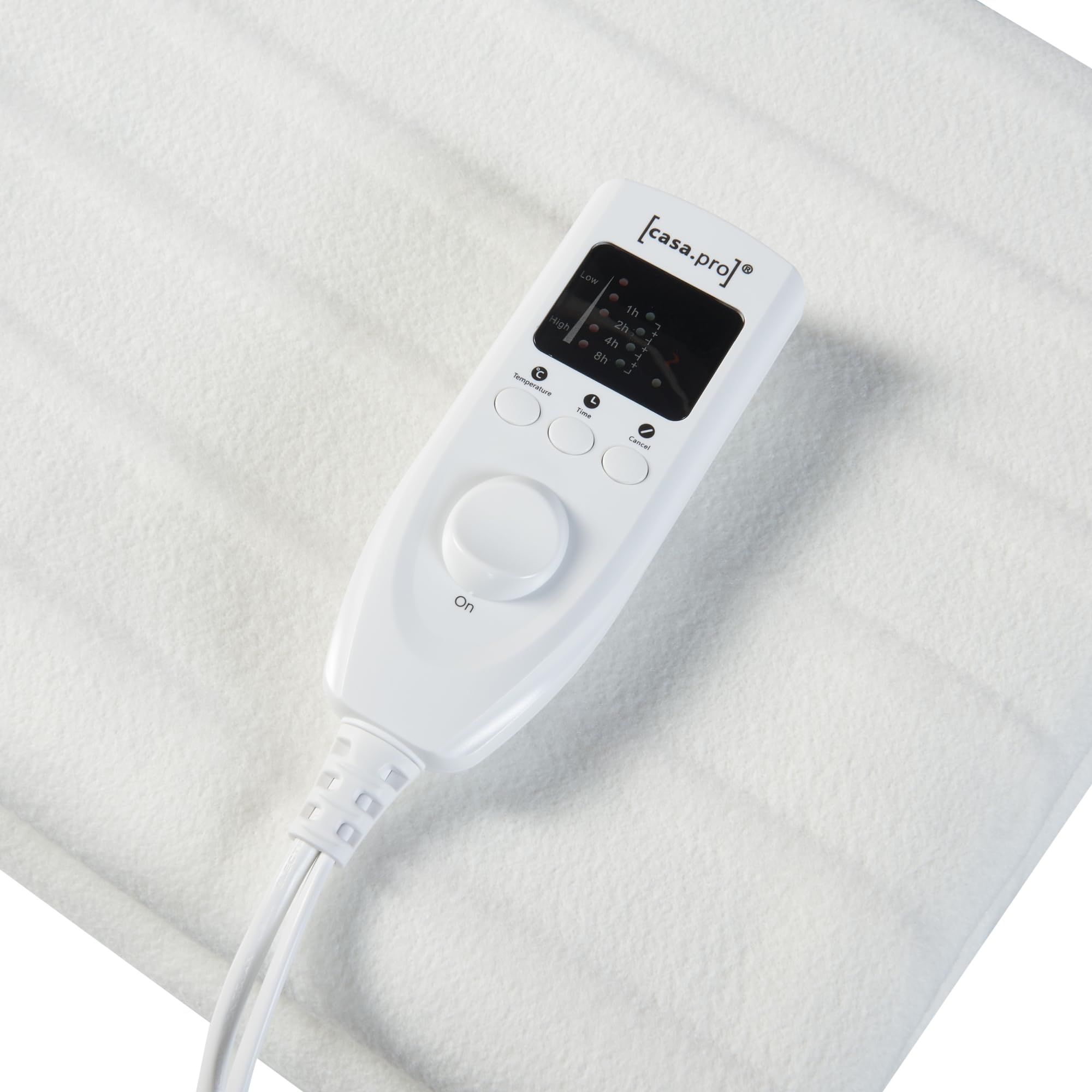 Couverture Chauffante Électrique pour 2 Personnes avec 2 Télécommandes Amovibles 3 Niveaux de Température Protection Anti Sur-Chauffe Polyester 160 x 140 cm Blanc
