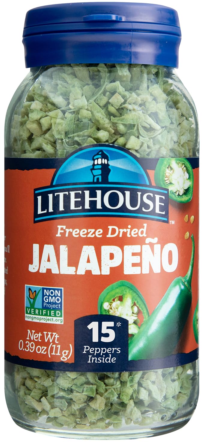 Litehouse Freeze Dried Jalapeno Peppers - Freeze Dried Pepper, Substitute for Fresh Jalapeno, Dried Pepper Flakes, Non-GMO, Gluten-Free - 0.39 Ounce