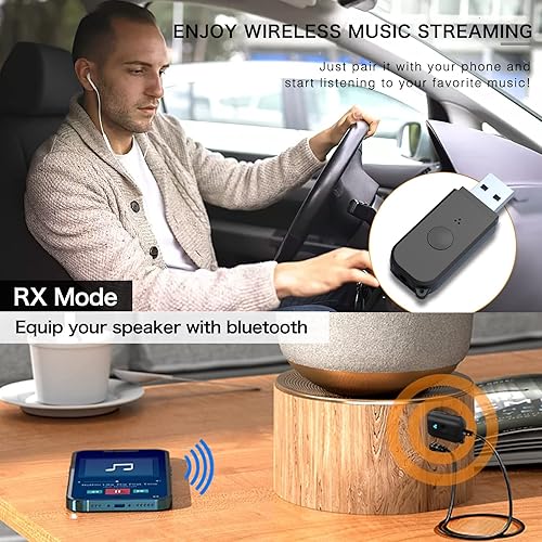 Miniatura 3 de Receptor de transmisor Bluetooth V5.3 2 en 1, adaptador Bluetooth USB, transmisor de audio inalámbrico para TV a auriculares Bluetooth, baja