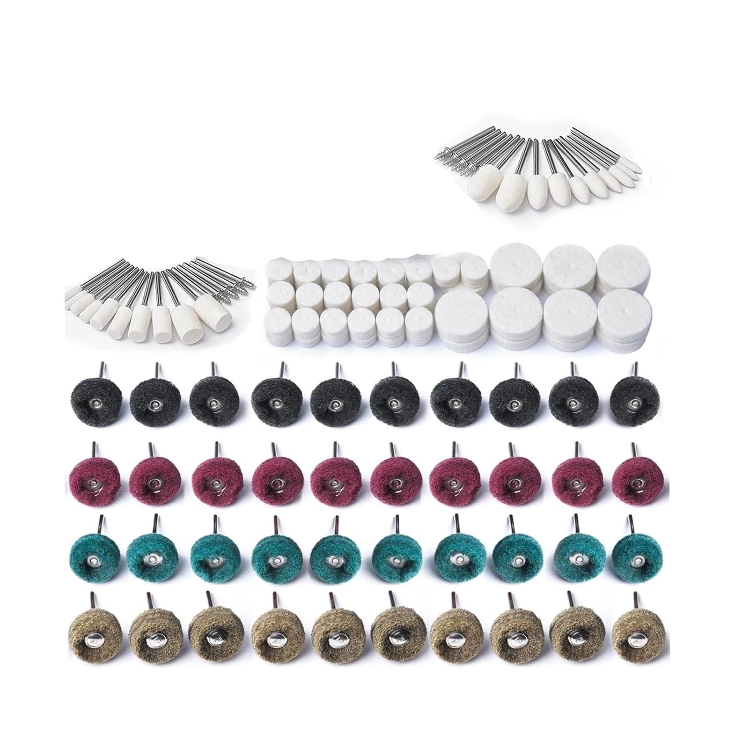 120pcs Polishing Kit, Abrasive Buffing Wheels for Rotary Tool Accessories with 1/8 Inch Shank, Bits(120pcs)