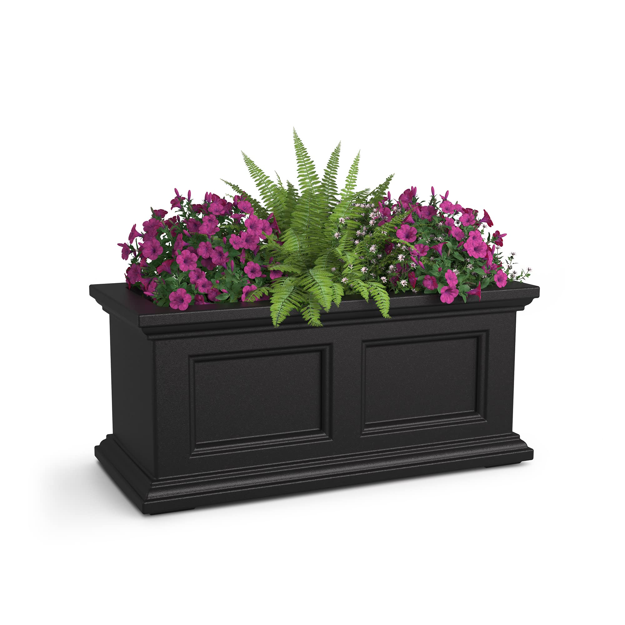 Mayne Fairfield 2ft Window Box - Black - Durable Self Watering Resin Planter with Wall Mount Brackets (4882-B)
