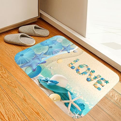 Miniatura 7 de LYFANS La bañera y la bañera utilizan tapetes absorbentes antideslizantes, alfombra 3D de delfín azul moderno (24 x 18 pulgadas) y la sala de estar