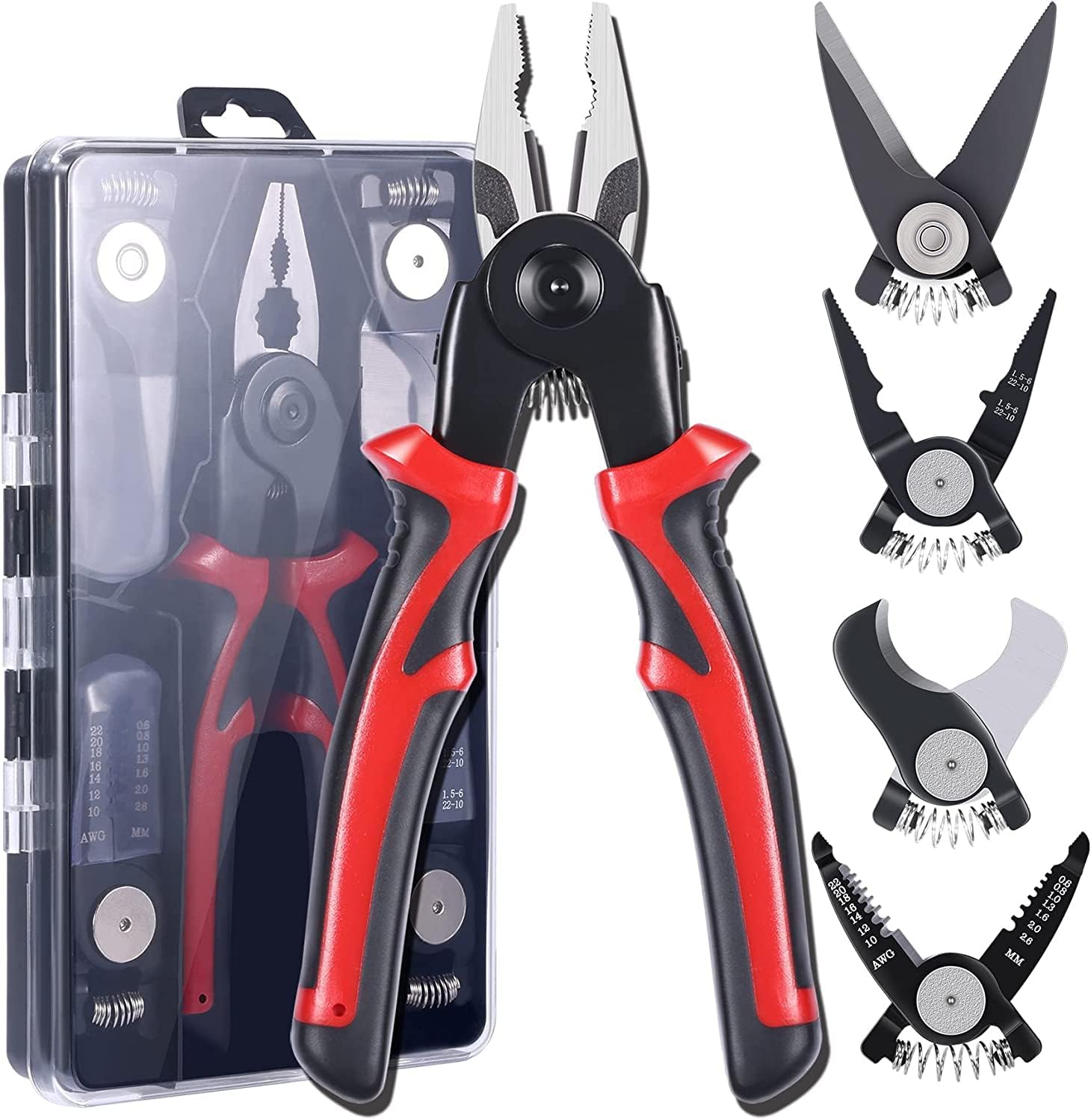 5 in 1 All Purpose Versatile Heavy Duty Tool Kit,Multifunctional Pliers,Dual-Color PVC Handle Pliers,Portable TooL Kit Household Hand Toolbox General Repair Screwdriver Pliers