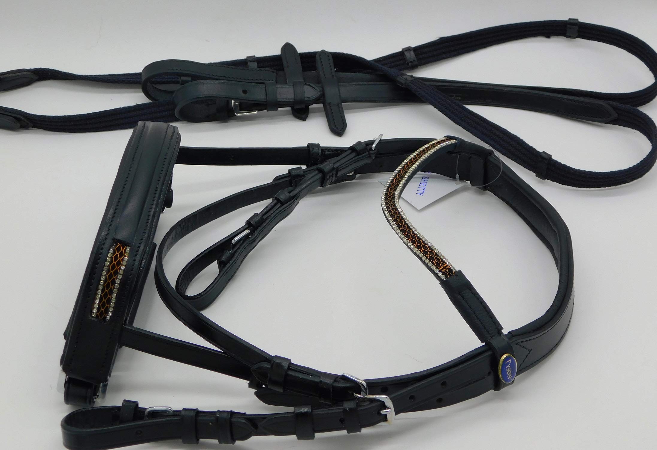 HKM Little Star Trenza Per Mini Shetty, Nero, Con Frontalino E Fiocco Con Diamanti Sintetici, Redini Intrecciate