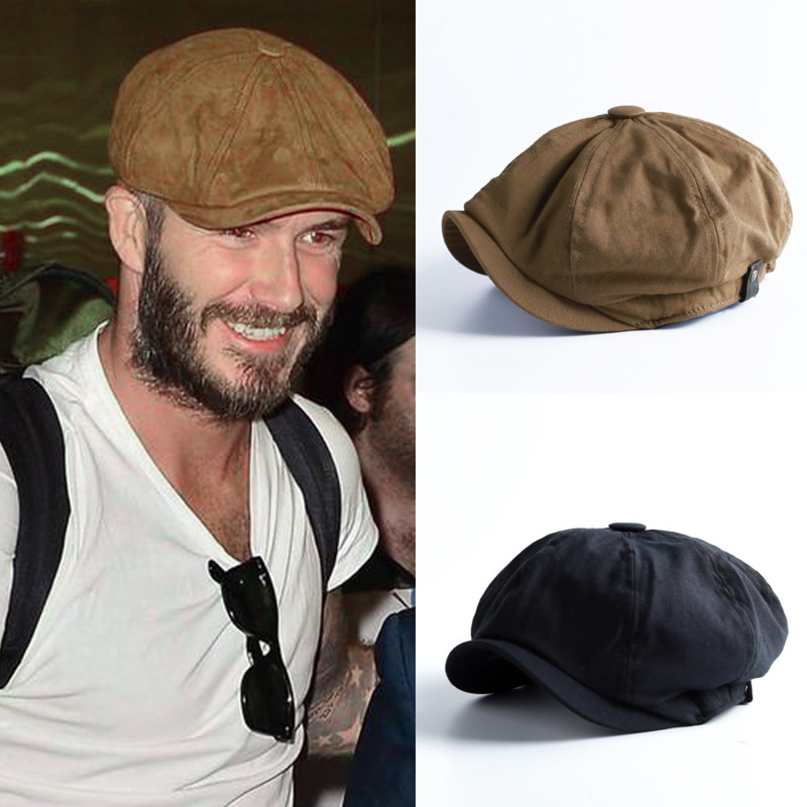 WOUND Coppola Uomo Berretto da Strillone retrò Berretto Gatsby con Visiera in Cotone da Uomo Berretto Piatto Ottagonale Vintage Primavera Estate Kaki