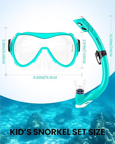 Miniatura 6 de OutdoorMaster Marlin - Juego de esnórquel para niños, máscara de buceo con correa ajustable, máscara de buceo con parte superior seca, equipo de