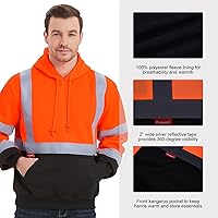 Vista 18 de ProtectX Class 3 High Visibility Safety Sweatshirt for Men, Reflective Hoodie with Large Pocket for Construction & Work