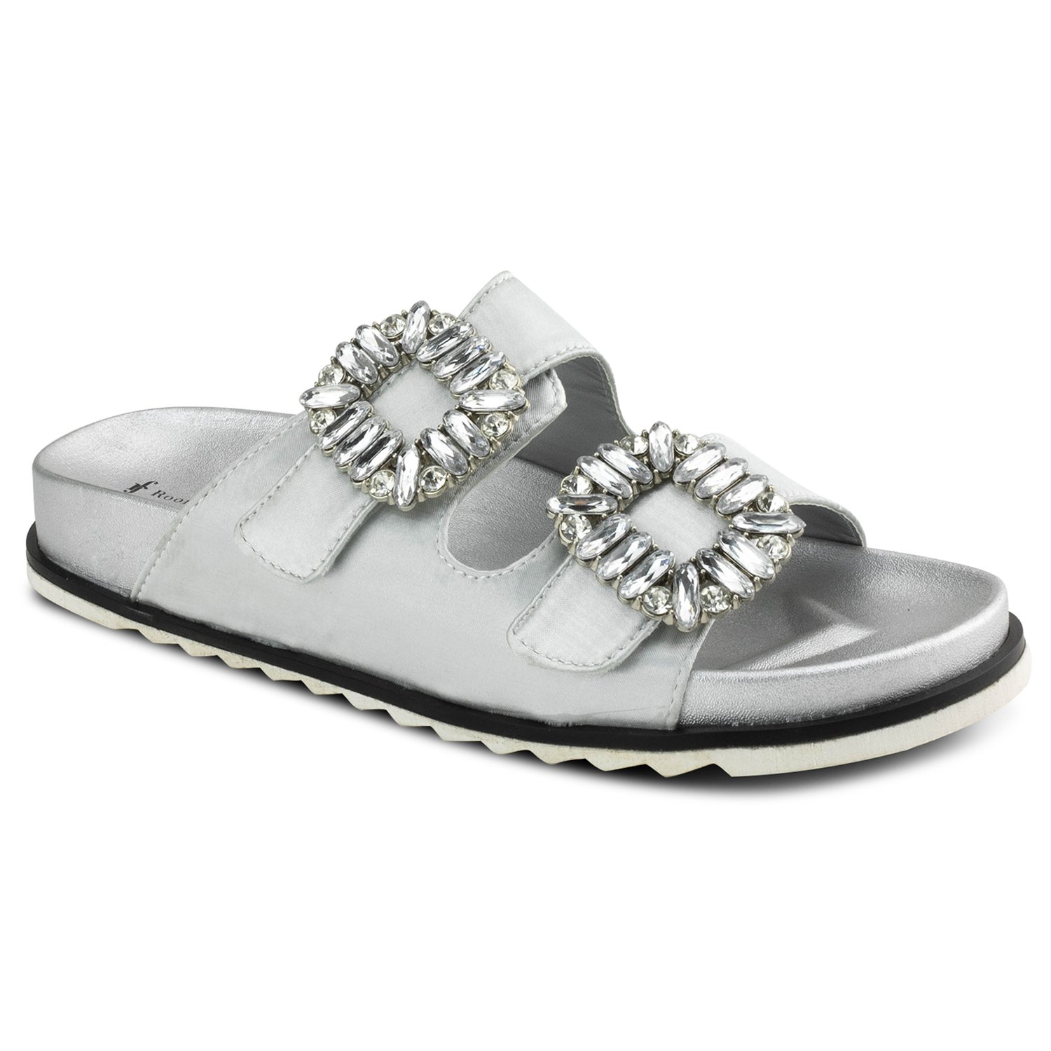 RF ROOM OF FASHION Hook and Loop Fasteners Double Band Sip On Slides Sandals