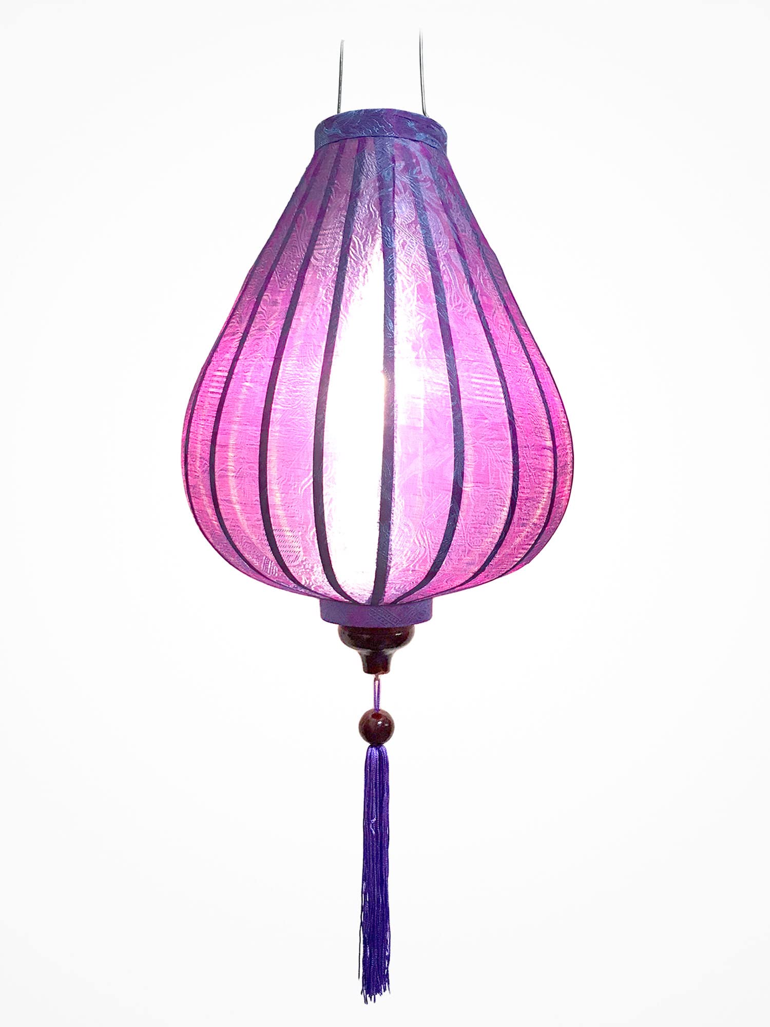 Vietnamesische Seidenlaterne Aus Hoi An – Lila, Ø 29 Cm, Aus Bambus & Seide (Dekoration)