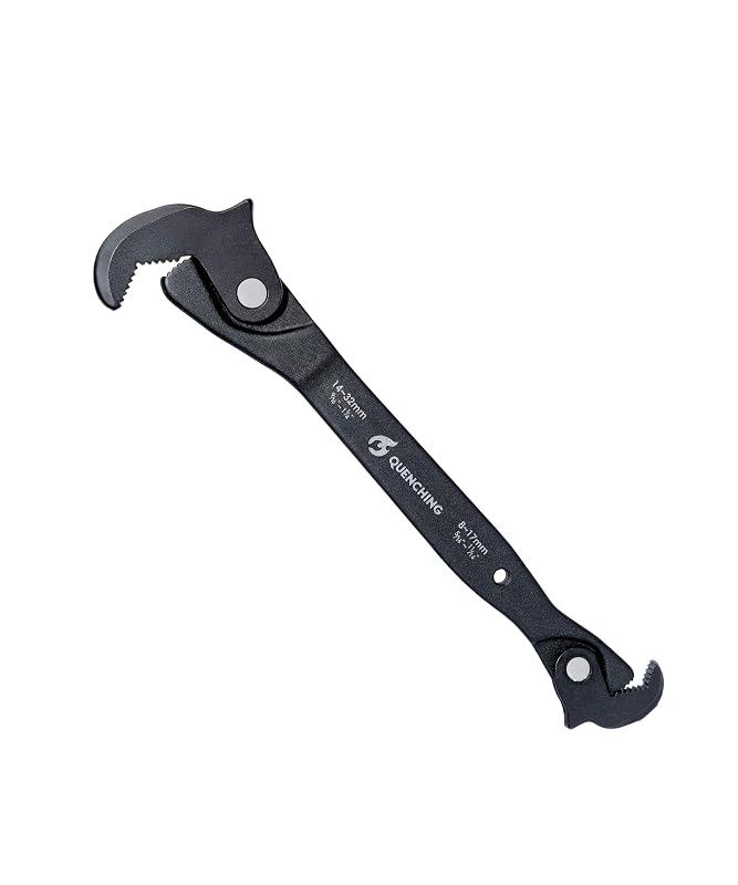 Chave tipo crowfoot autorregulável QUENCHING para espaços estreitos, 8–32 mm, perfil fino, cabeça dupla de 25,4 cm