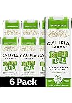Califia Farms - Unsweetened Better Half, Half and Half Substitute, 32 Oz (Pack of 6), Almond Milk, Coconut Cream, Coffee Creamer, Keto, Shelf Stable, Dairy Free, Plant Based, Vegan