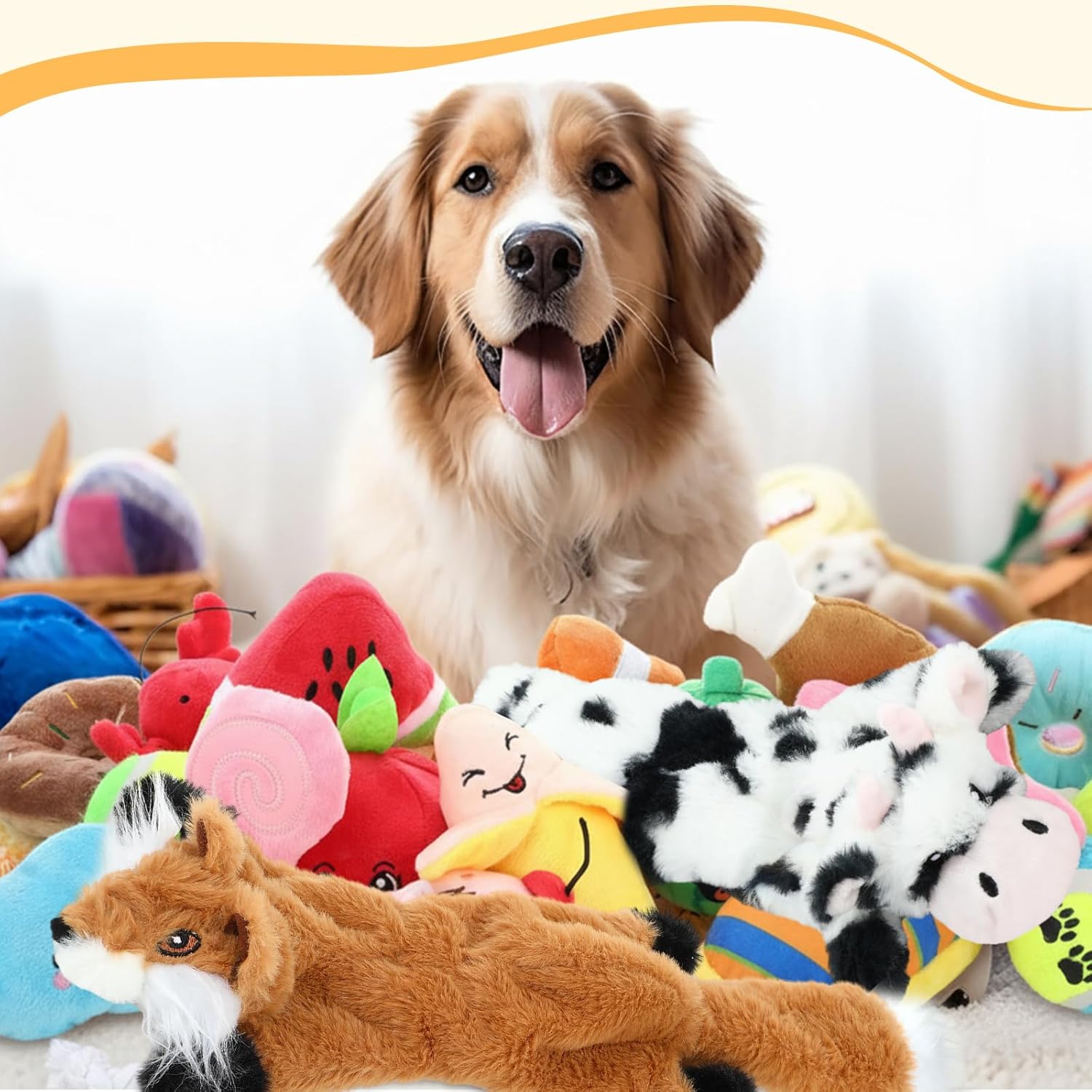 Zopeal 20 Pcs Dog Toy Set with Storage Box, Squeaky Toys, Crinkle No Stuffing Dog Ball & Tennis Balls, Interactive Chew & Fetch Toys for Small and Medium Puppy, Gift for Puppy Lovers