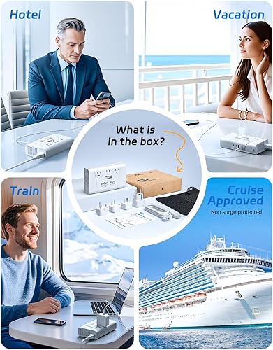 Miniatura 7 de DOACE Convertidor de 220 V a 110 V, convertidor de voltaje de 800 W de EE. UU. a Europa para alisadorrizadorteléfono, convertidor de corriente con 2