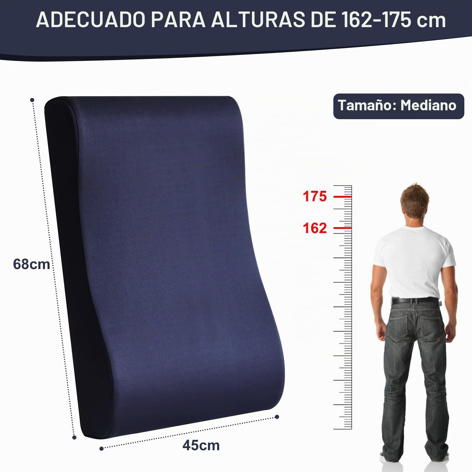 GOFORIT Cojín de espalda ergonómico para sillón reclinable y silla de columpio - 68 cm extra alto, suave cojín 2en1 para el cuello y la zona lumbar, antideslizante, funda lavable, para sofá y silla de
