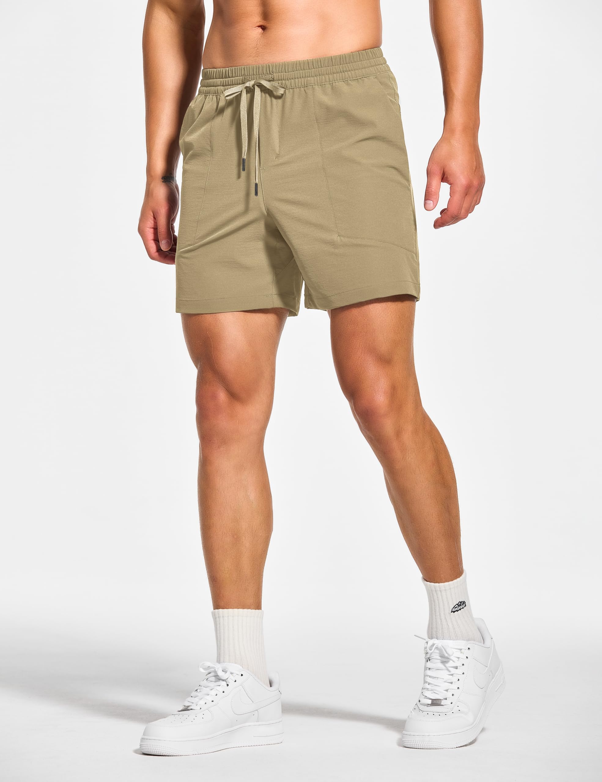 DEMOZU Short d'entraînement décontracté sans doublure pour homme - Séchage rapide - Pour la gym, la course à pied - Avec poches - 12,7 cm
