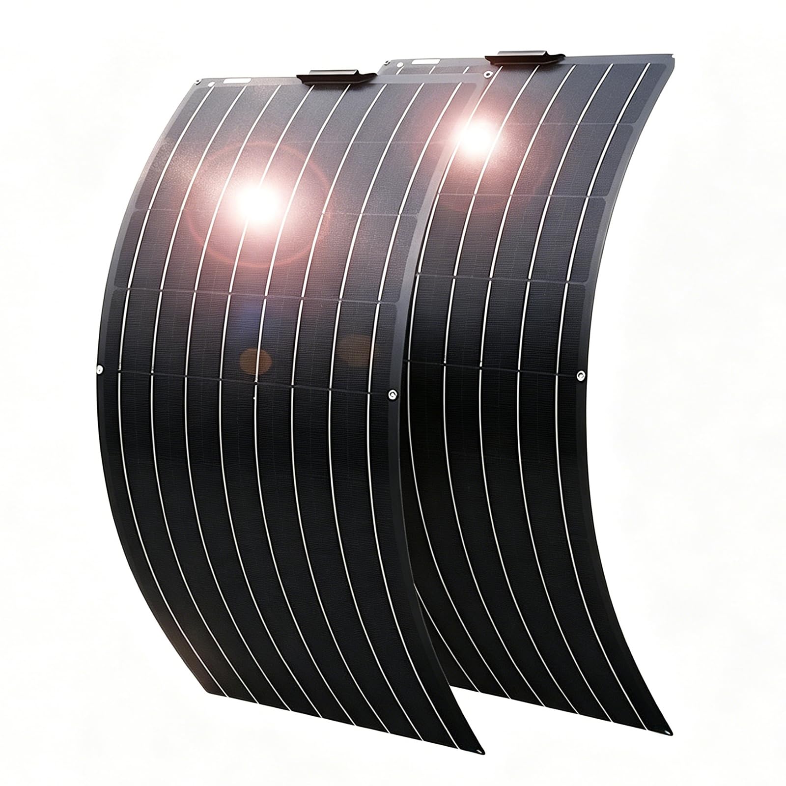 200W Flexible Solar Panel for RV, 2 × 100W Solar Power Panel Kit Photovoltaic Module Monocrystalline Solar Panels with Controller & Accessories for Camping Off Grid Car Battery Charging,Black