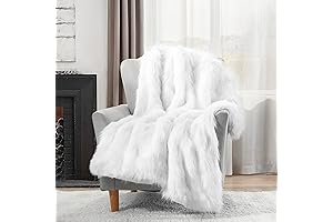 Long and Luxurious White Faux Fur Throw Blanket