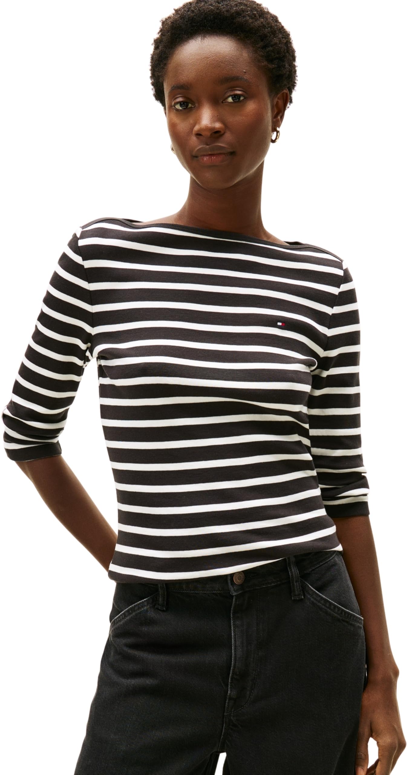 Tommy Hilfiger - Women's Jersey Top - Boat Neck - Size XL - Black