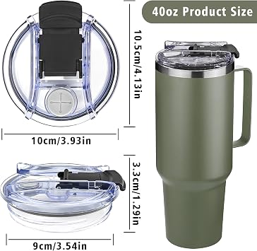 40oz Tumbler Replacement Lid for Stanley Tumbler with Handle,2 PACK Spill proof Lid for Stanley Quencher 2.0,Dust-Proof Lid Stanley Cup Accessories (40oz, 2PACK)