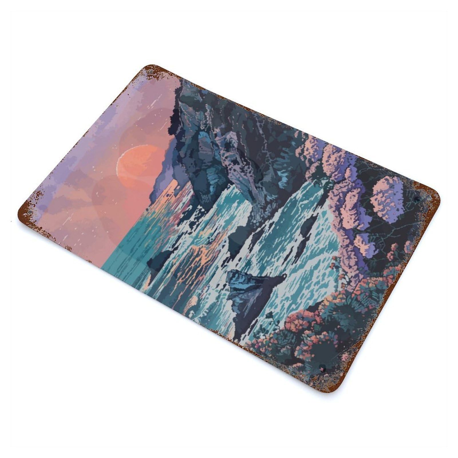 Garage Style Big Sur California Pixel Vintage Rust Metal Sign 11.8"x7.9", Retro Wall Decor for Bar And Workshop