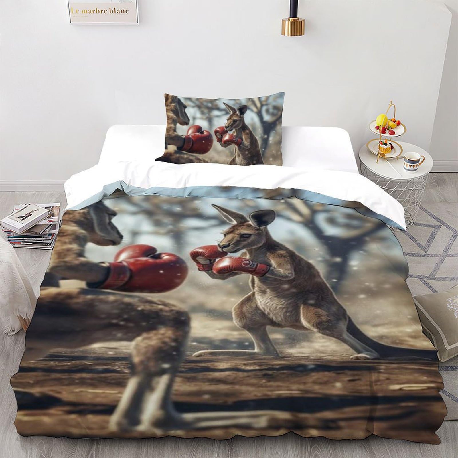 Housse de couette fermeture éclair Animaux Land 135x200cm lit enfants single