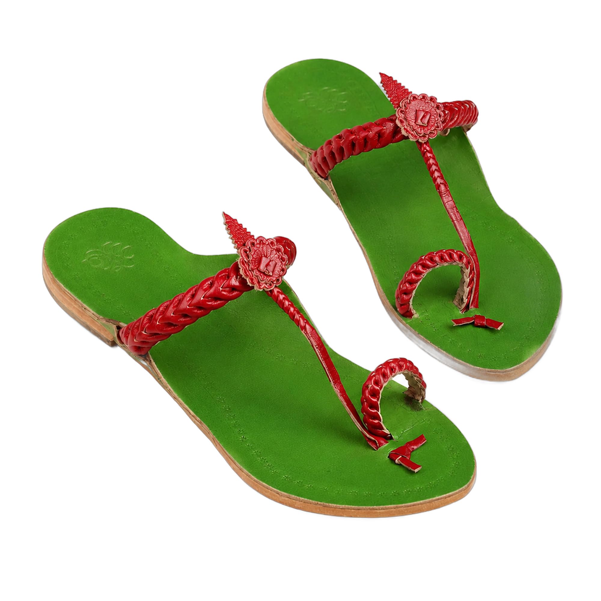 kalapuri Varnika Women's Kolhapuri Chappal for Women | Genuine Leather Handmade GI-Tagged Ethnic Sandals | Purple & Yellow Flat Slippers for Casual & Office-picture-33