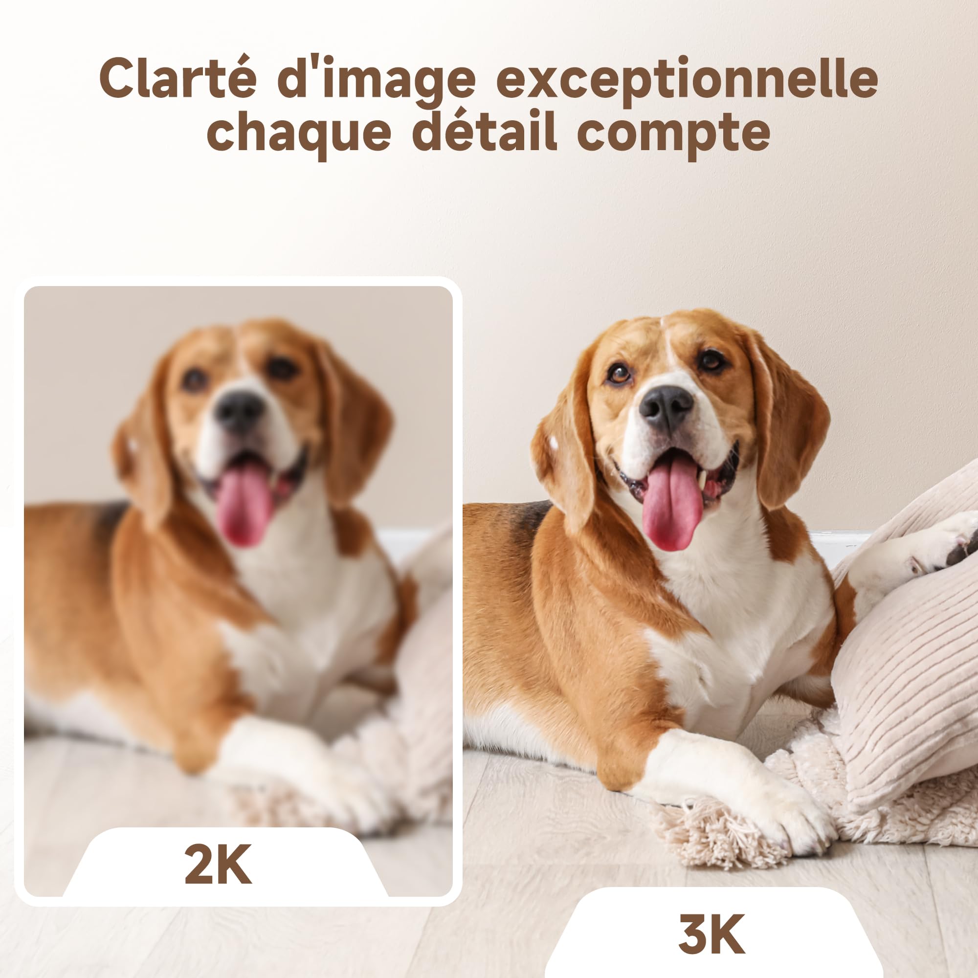 LAXIHUB 3K/5MP Caméra Surveillance WiFi Intérieur, 2,4GHz/5GHz Caméras WiFi avec Vision Nocturne, 355° PTZ Caméra Maison, Suivi Automatique, Audio Bidirectionnel, Compatible Google Assistant et Alexa