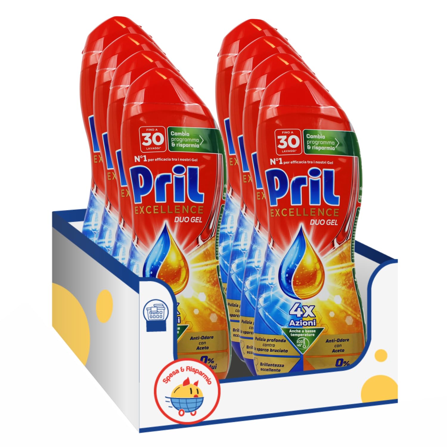 Gel lavastoviglie sgrassatore attivo doppia azione – 540 ml kit con Spugna Brandizzata SPESA & RISPARMIO Inclusa – Variazioni 4/8/12 Pezzi (8)