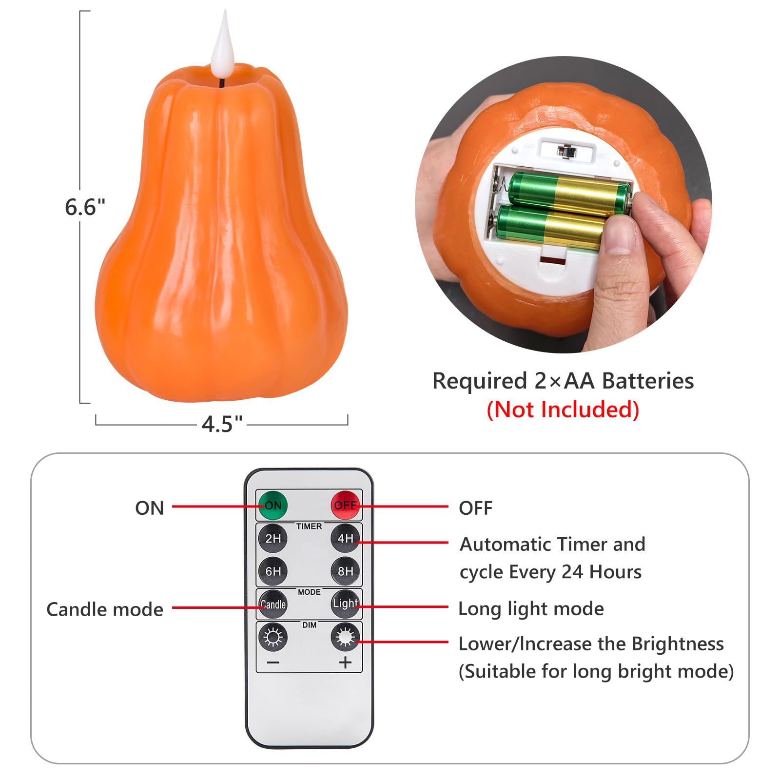 Confezione da 1 candela a forma di zucca senza fiamma, candela LED tremolante, candela a batteria, vera cera, decorazione per la casa, Halloween, Ringraziamento e autunno, candele senza
