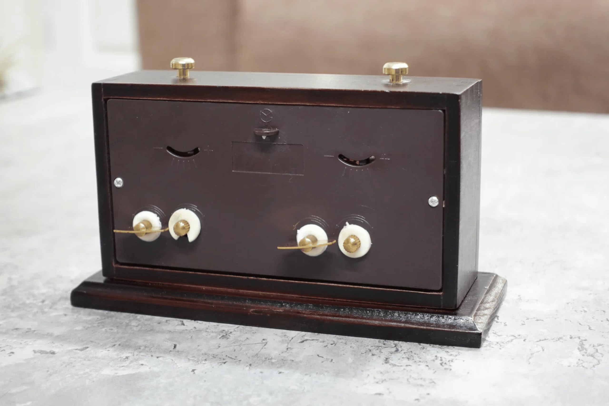 Turnier Orologio analogico a scacchi, in legno tinto di carbone con supporto, timer meccanico tradizionale a carica di scacchi per 2 giocatori, accessorio per giochi di scacchi da torneo