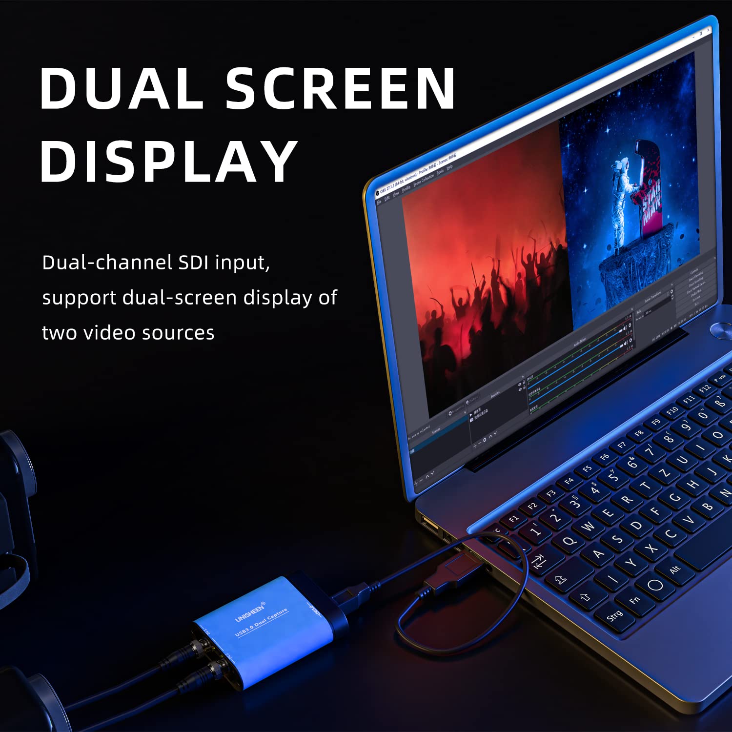 USB 3.0 SDI Dual Input Capture Card, 1080P Video Broadcast Game Live Stream, SDI to USB 3.0 HD Live Streaming Video Grabber Converter Free Driver