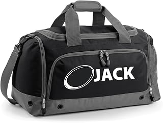 iLeisure Boys Personalised New Styalised Rugby Ba Holdall Personalised Printed Holdall with Your Name or club Kids Boys Mens Kit Bag Bag (Red)