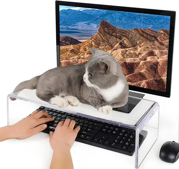 VAOLLO Anti-Cat keyboard cover, laptop keyboard covers cat proof, clear keyboard protector, PC Desk Stand for Keyboard Storage acrylic Monitor Stand Riser and Laptop Stand Riser (20"/7.1"/4.8")