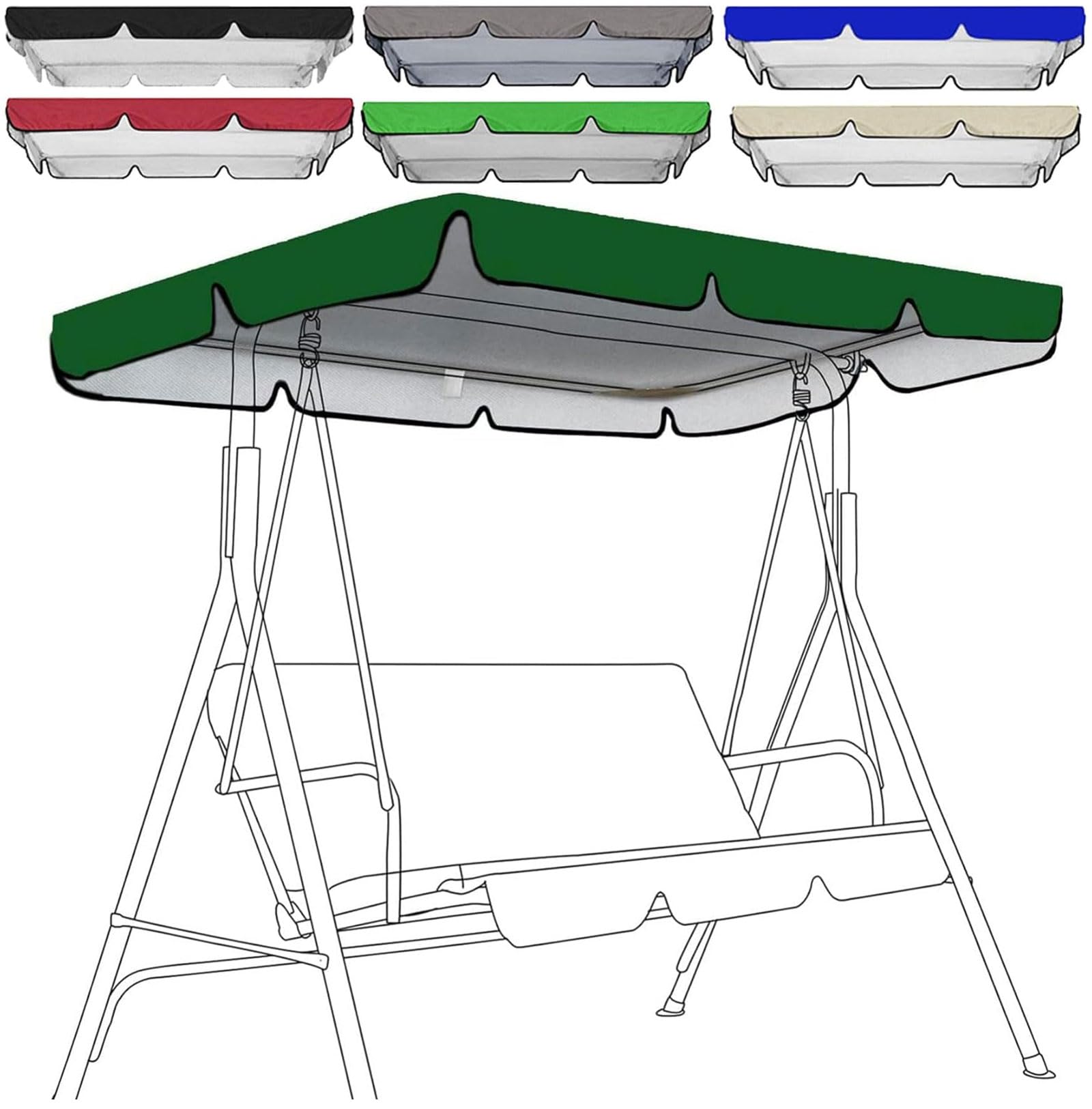 Garden Canopy Swing Seat Chair - Adjustable Canopy, Removable Cushion,for Patio Swing Garden Swing Outdoor for Relaxing and Enjoying Your Outdoor Space(Size:190 * 132 * 15cm,Color:Dark Green)