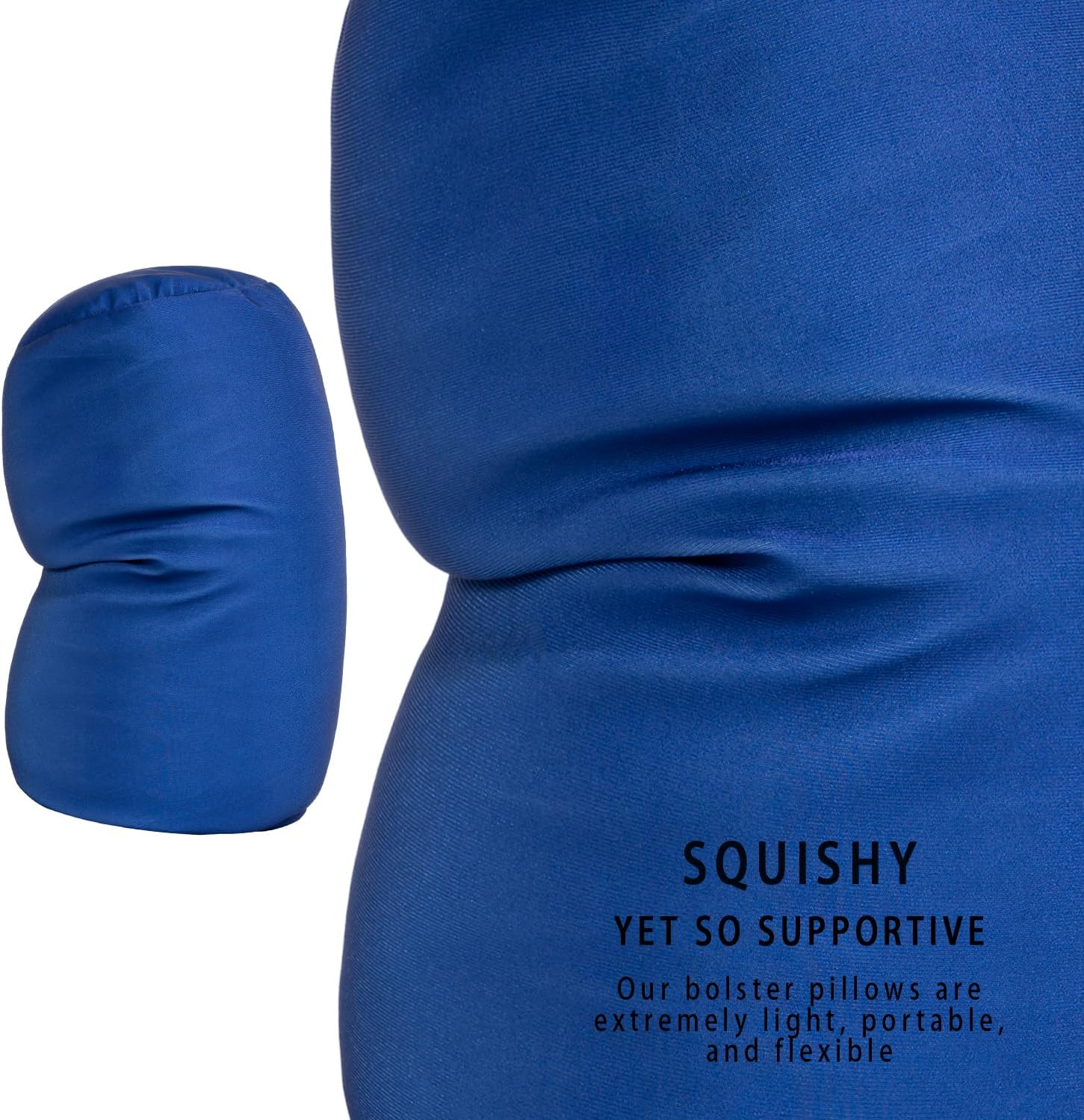 Squishy Microbead Bean Neck Pillow 2Pcs Bolster Tube Body Pillow for Sleeping Smooth Cool Touch Fabric Neck & Back Support Throw Travel Pillow Fun Colors (Navy Blue 2Pcs) - Image 5