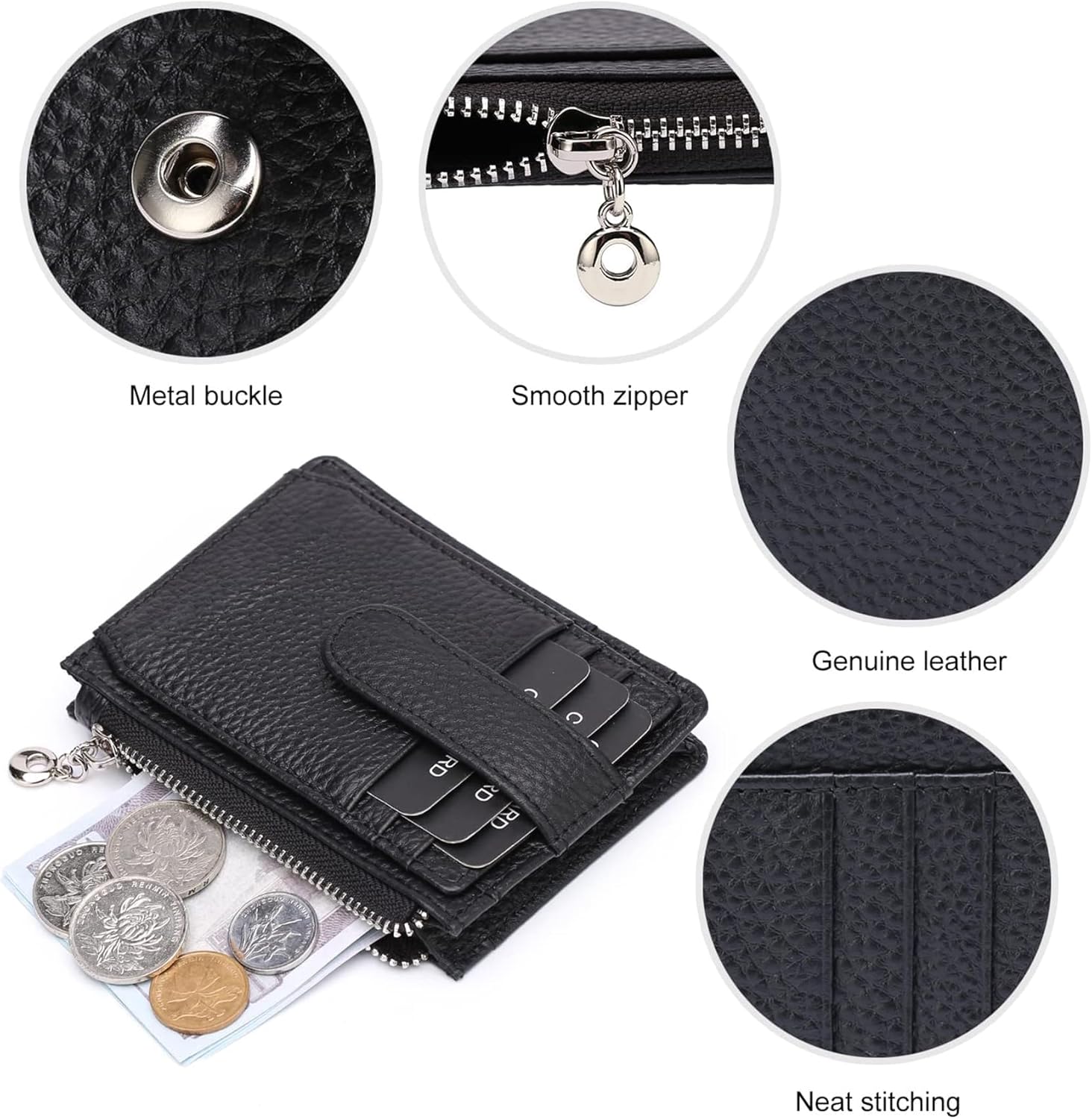 Slim Wallet for Women Genuine Leather Card Holder Thin Womens RFID Blocking Small Wallets - Image 5