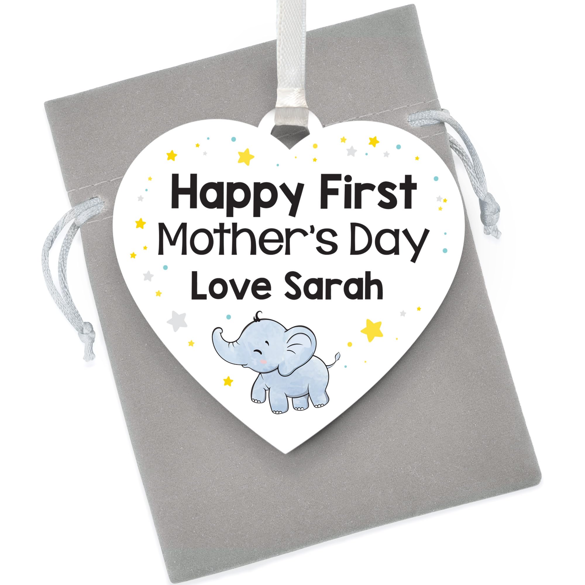 Beecreative First Mothers Day Gifts from Son, Personalised New Mum Mothers Day Gifts From Baby Boy Girl, With Grey Bag